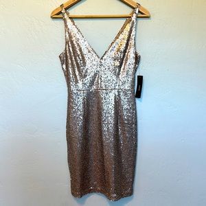 Lulus NWT rose gold/bronze sequin dress